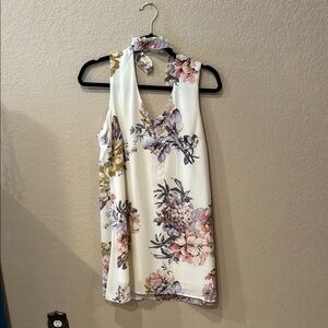 Soulmates Floral Halter Dress - White, Pink, Purple, Green